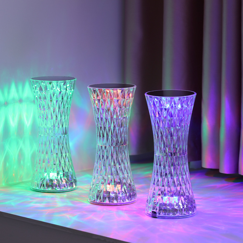 Decor Lighting Lamps - クリスタルベッドサイドテーブルランプクリスマスアクリル装飾ナイトライト寝室ベッドサイドLED照明ギフトダイヤモンドデスクランプUSB充電式