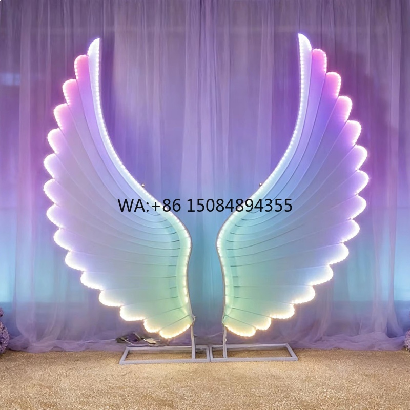 Lighting Decoration Ideas - 光る天使の羽ライト小道具 カラフルファンタジーLEDウィングス 結婚式ステージ背景装飾 イベントパーティーデコレーション用