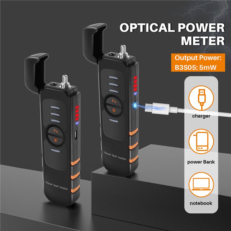 Lighting Visual - 【NEWA08R】光ファイバーテスターペン型赤色光可視光障害検出器 充電式光ケーブルテスト光パワーメーター 10mW