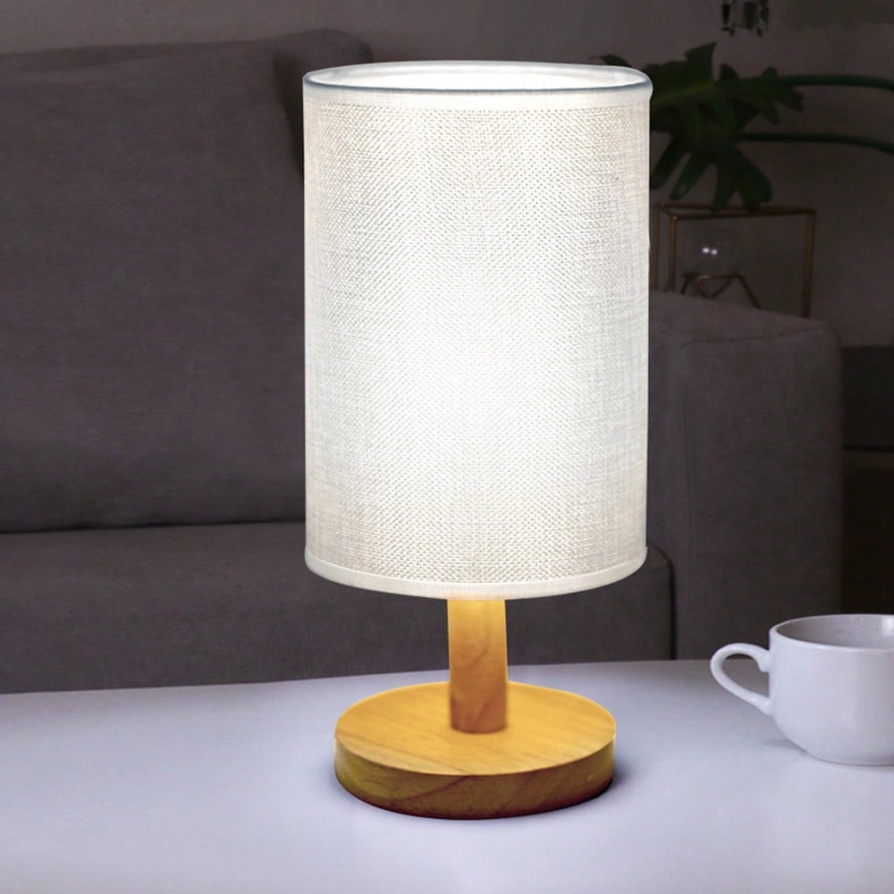 モダンな北欧風の木製と布製の装飾テーブルランプ。寝室のベッド - Decor Lighting Lamps のレビューと価格