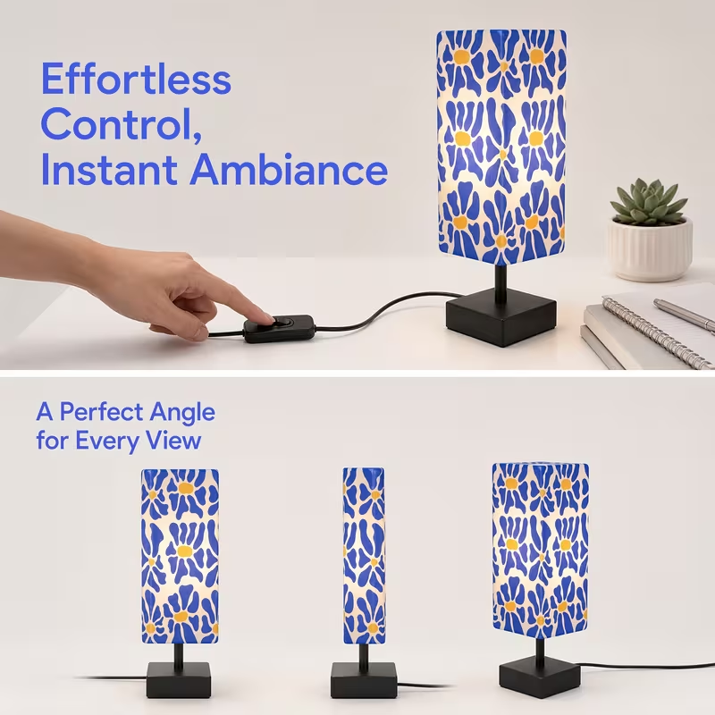 モダンでカラフルな花柄のテーブルランプ。ポップアート風のデザ - Up Lighting Decor のレビューと価格