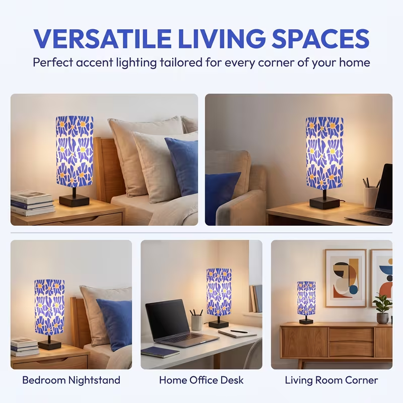 モダンでカラフルな花柄のテーブルランプ。ポップアート風のデザ - Up Lighting Decor のレビューと価格