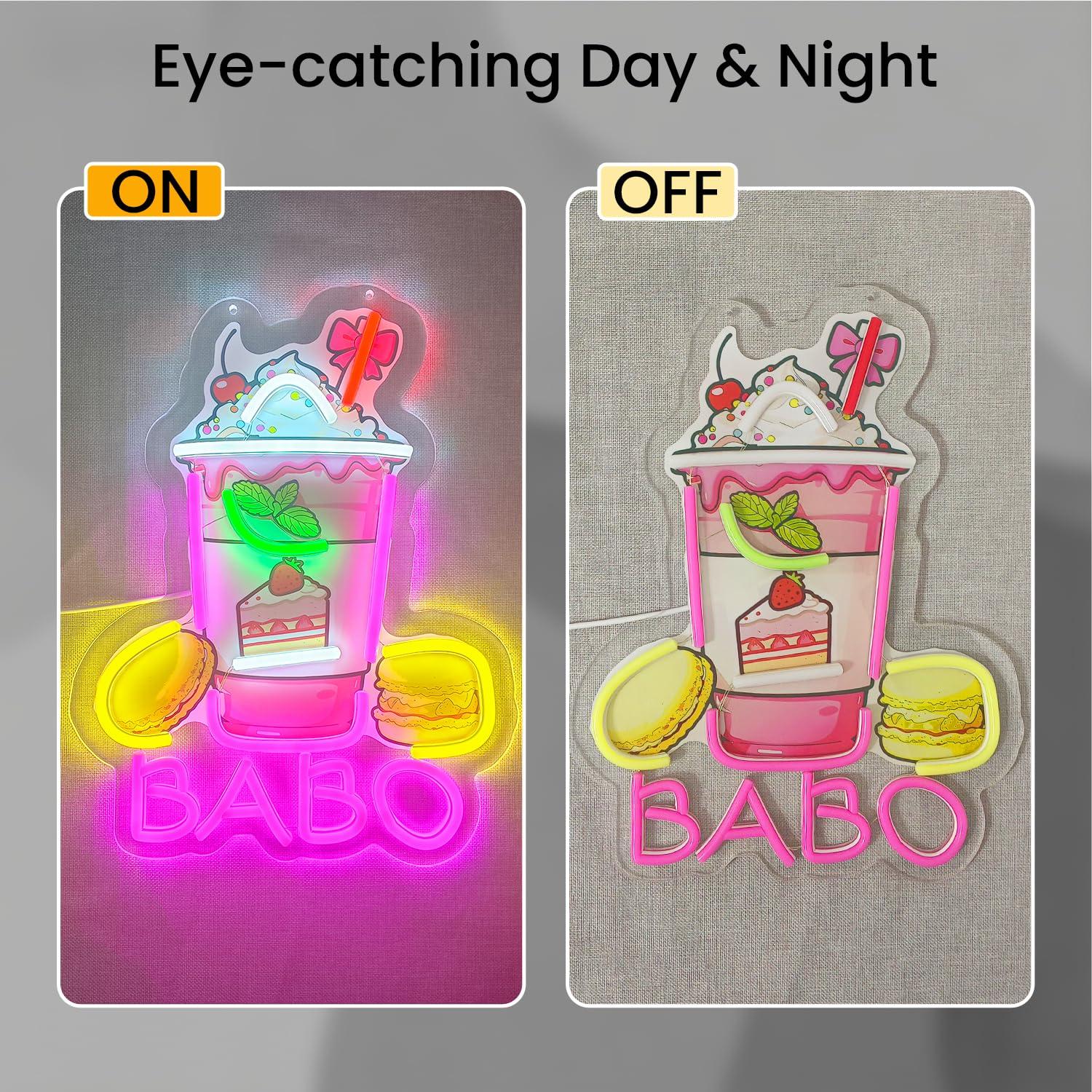 ボバネオンサイン、光るバブルティーサイン。カフェ、ボババー、 - Up Lighting Decor のレビューと価格